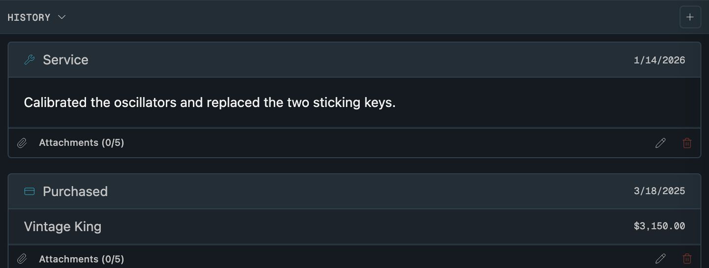 Tags, purchase history, and receipt attachments