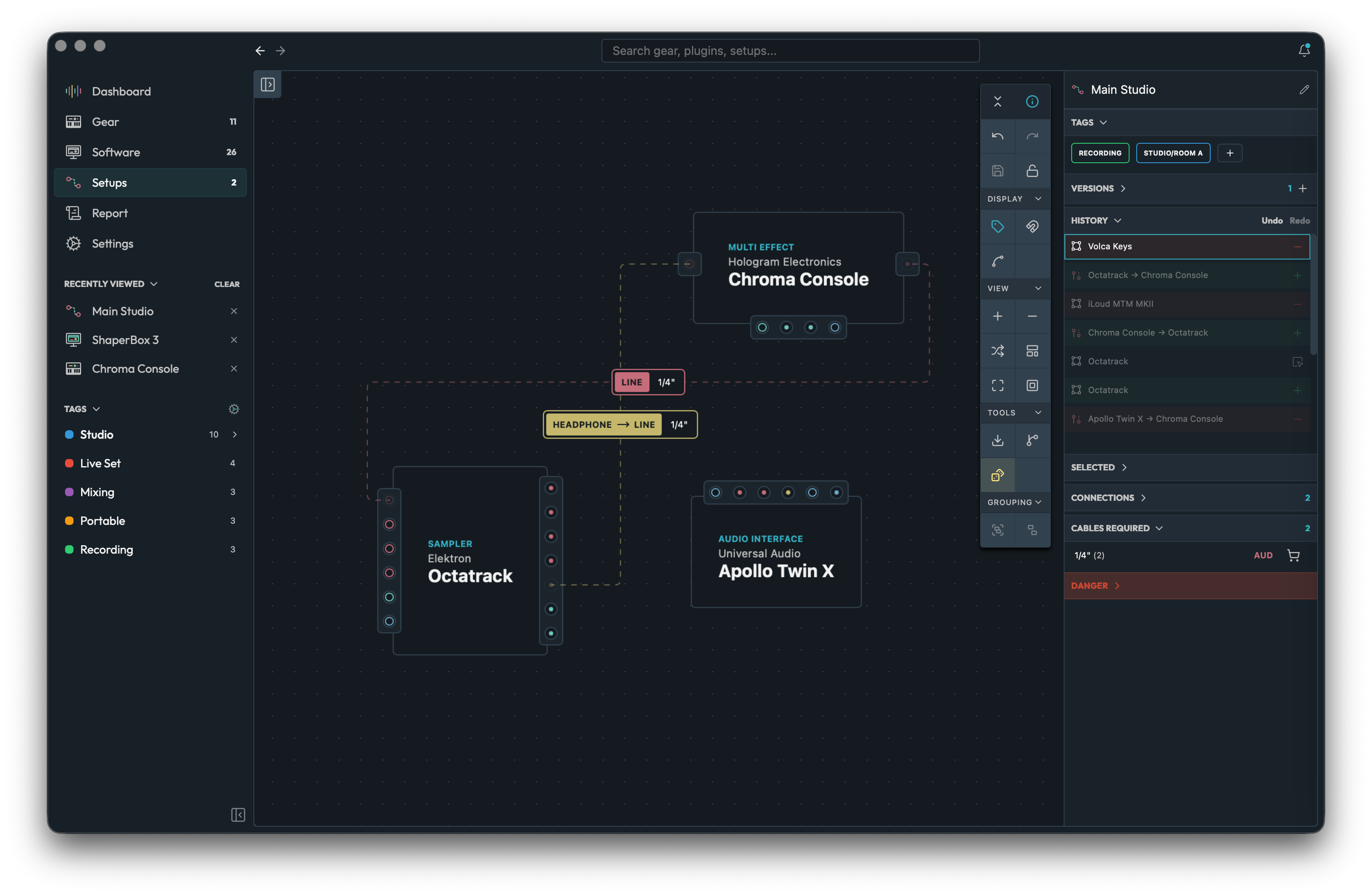 Studio setup screenshot